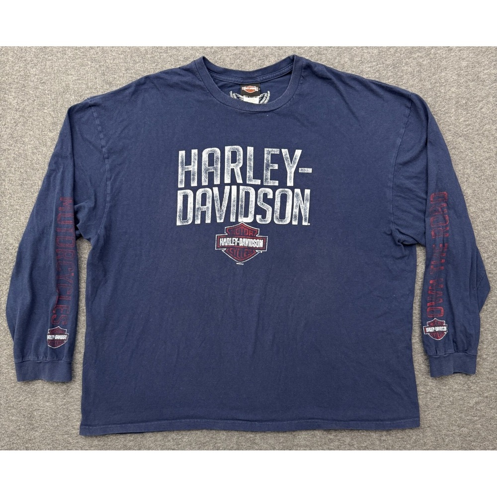 Harley Davidson Shirt Mens 4XL Four Corners Farmington NM Biker Blue Long Sleeve